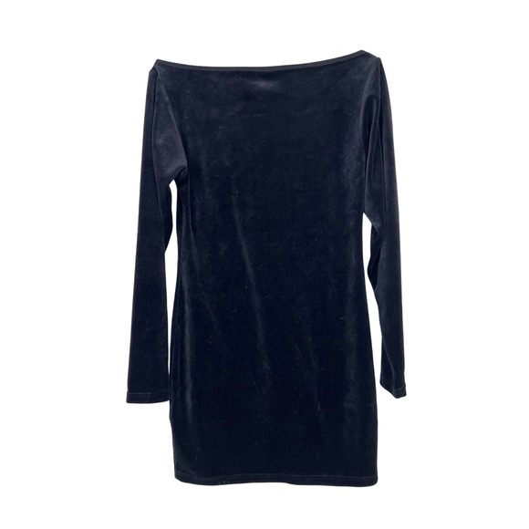 KILLSTAR Black Velvet This Party Is Shit‎ Long Sleeve Mini Dress Size S - Picture 2 of 7